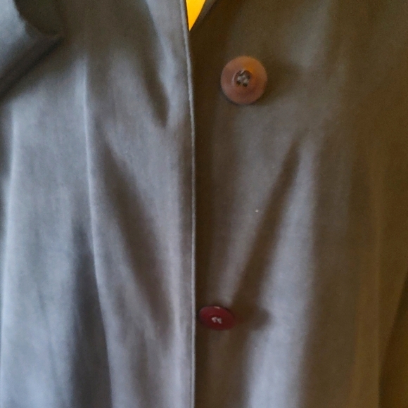 London Fog Black Faux Suede Water Resistent Hooded Trench Coat SZ Medium - Picture 6 of 14